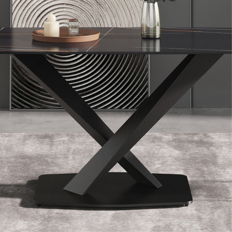 Table de salle à manger 63 po 63 po, Noir, H 29,53 po x L 63 po x l 31,5 po