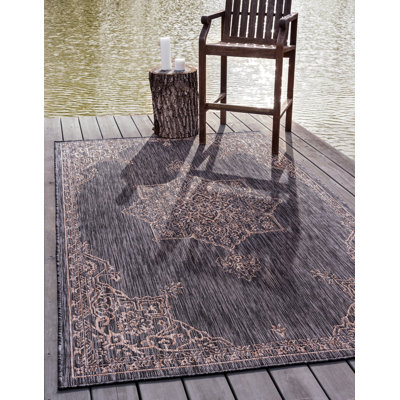 Cowgill Oriental Beige/Black Indoor/Outdoor Area Rug
