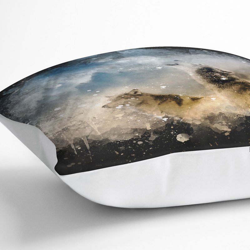 Wolves Howling in the Forest Cushion with Filling, 40cm H x 40cm W x 15cm D, White
