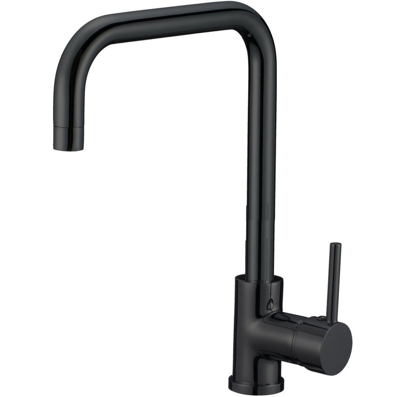 Robinet de cuisine à un trou à poignée simple Lago - Chrome poli, Noir mat