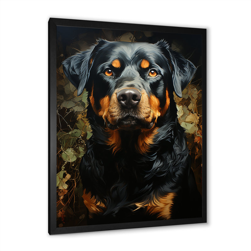 Rottweiler Resilience I sur toile, Cadre simple noir, H 40 po x l 30 po x P 1,5 po