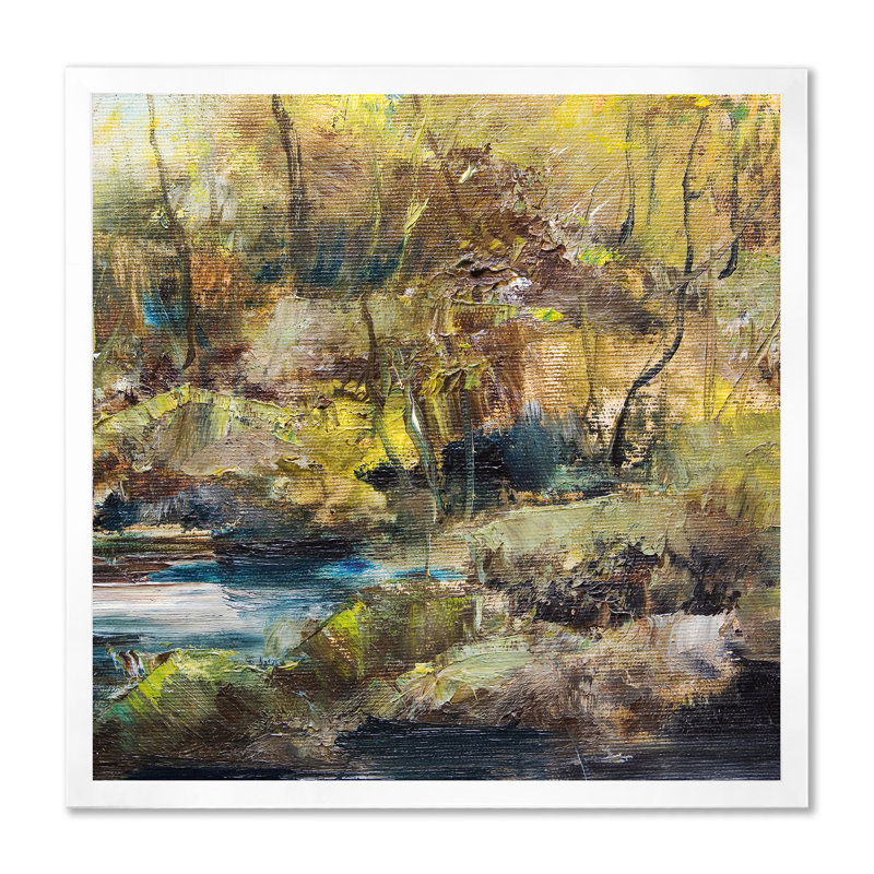 Illustration de paysage de rivière d'été IV - œuvre d'art traditionnelle sur toile, H 30 po x l 30 po x P 1 po