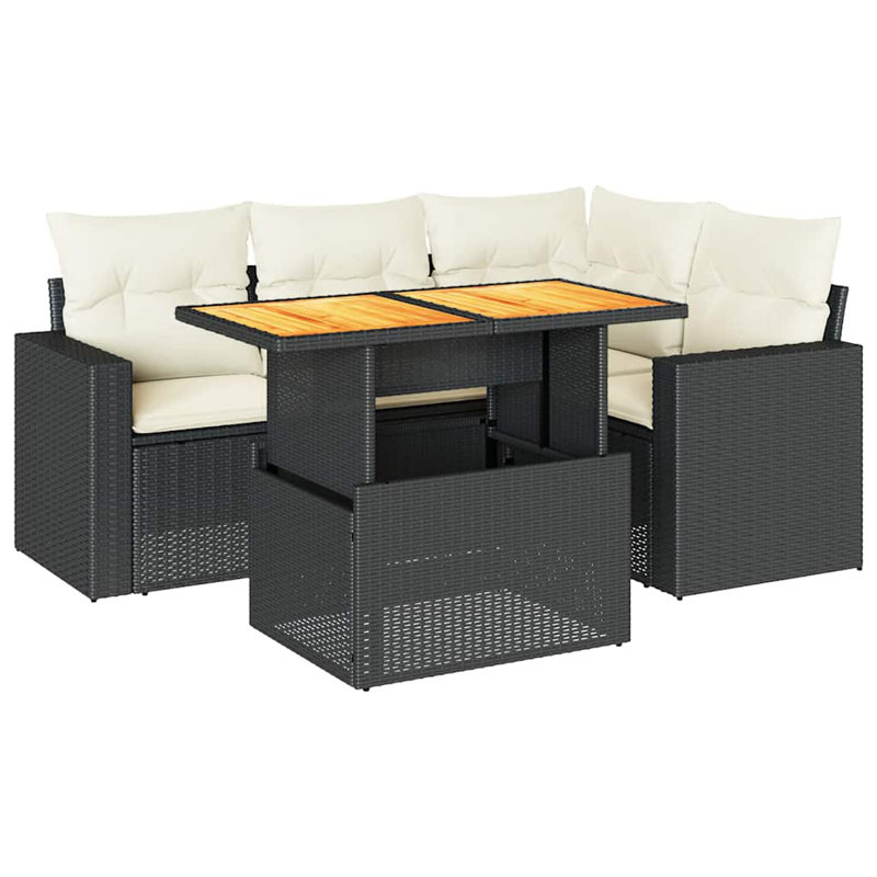 Vidaxl Garden Sofa Set Black, Cream White