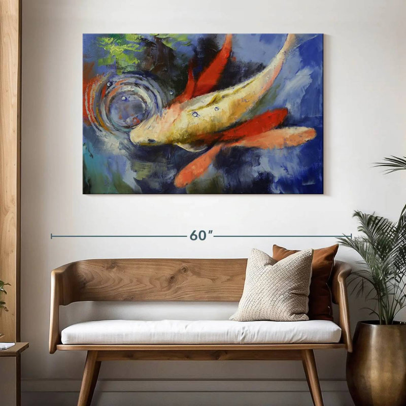 Koi et ondulations de l'eau, H 32 po x l 48 po