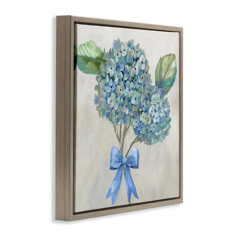 Cadre flottant hydrangea Beauty & Bow, design par Nan, H 25 po x l 25 po, Cadre flottant orme Montalcino