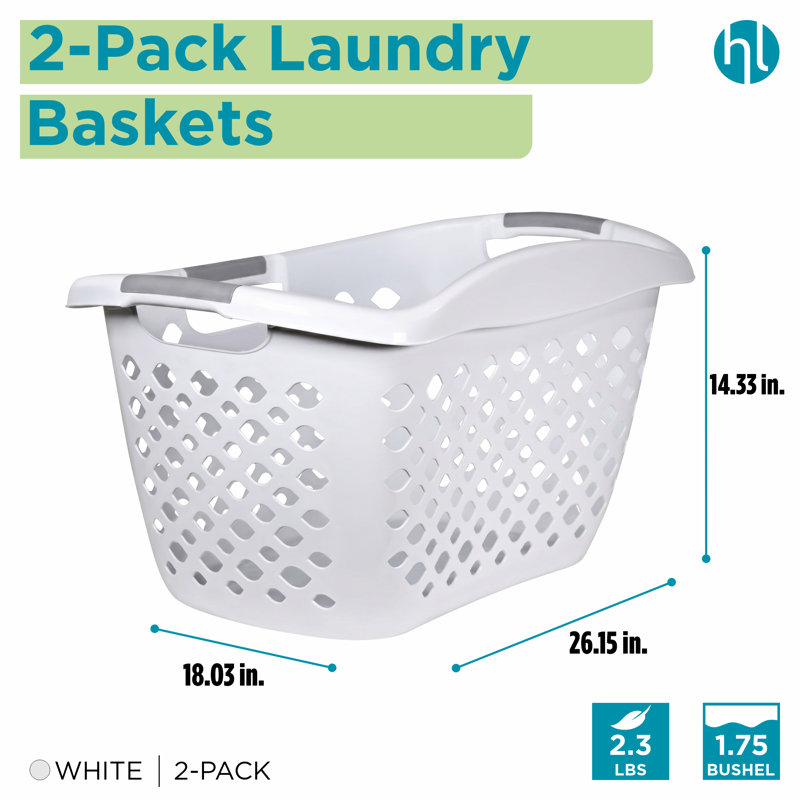 Panier à chargement frontal 1,5 Bu Home Logic - paquet de 2