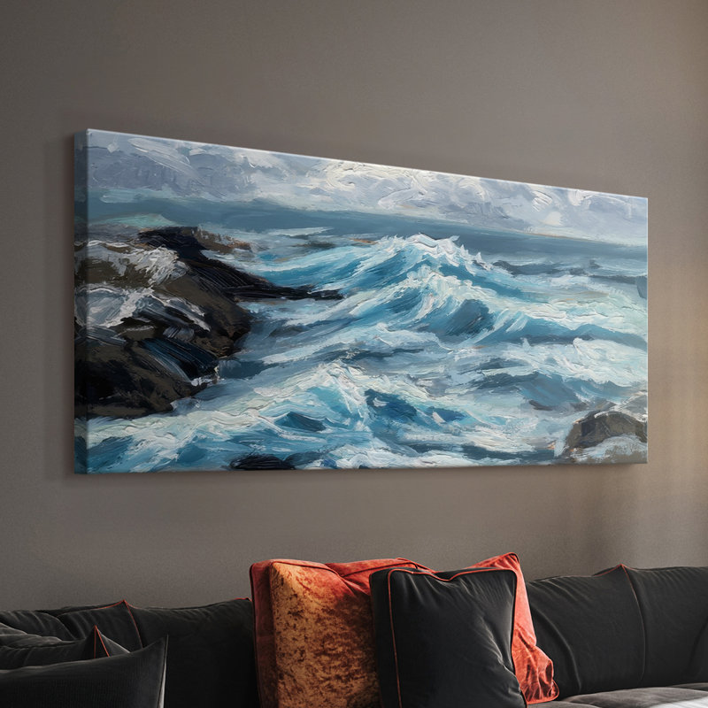 Dark Waves II - Toile tendue avec châssis - Prêt à accrocher, H 24 po x l 48 po