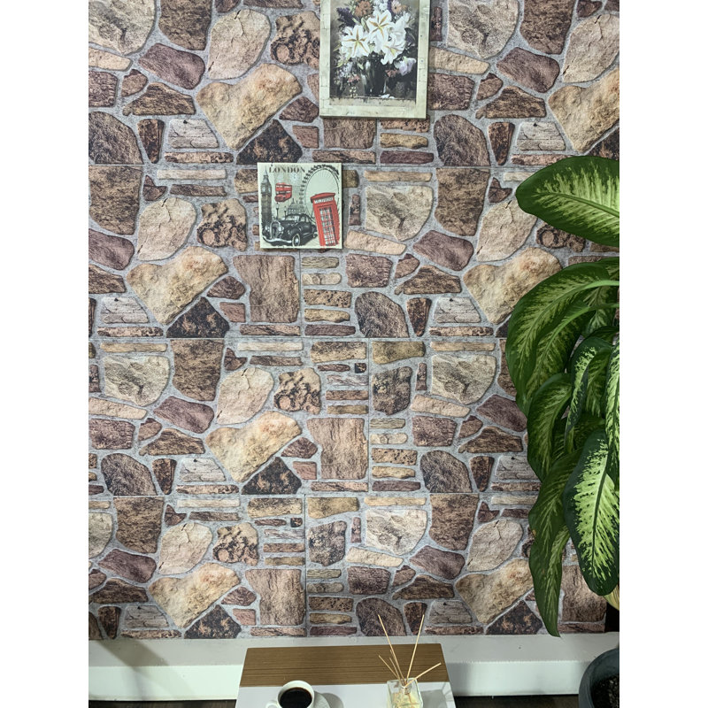 19.7" x 39.4" Wall Paneling (5-pack), Shades of Brown Gray