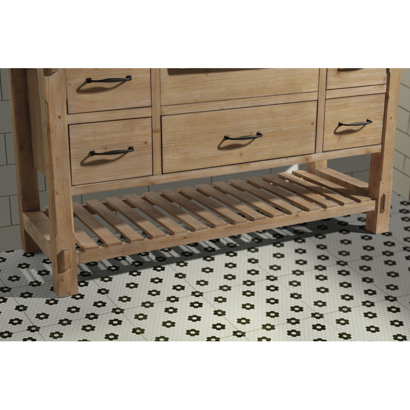 Marina 55'' Weathered Fir Single Vanity with White Porcelain Sink and Marble Top