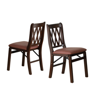 Plano Modern Dining Chairs with Polyester Seat, 3-X Back, Set of 2, Mahogany Finish