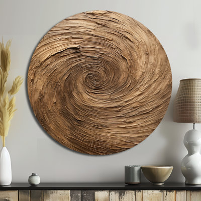 «Brown Calm Current Spiral» - Art abstrait rond en métal