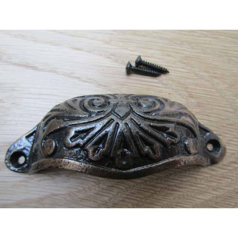 Ornate Cup Pull Handle Antique Brass, Antique Copper