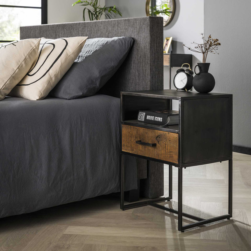 45cm W Steel Bedside Table