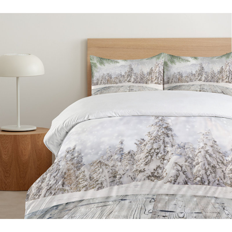 King Size Winter Forest Microfiber Duvet Cover Set