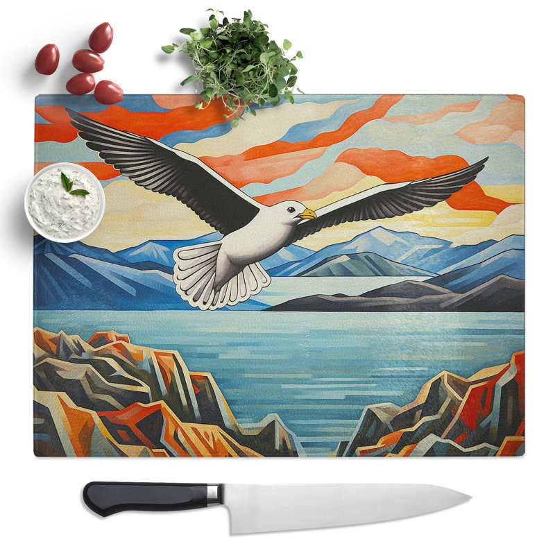 Seagull Art Deco  Glass Chopping Board