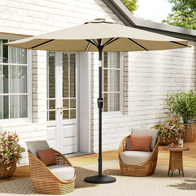300cm Large Solar Powered LED Patio Umbrella for Outdoor Garden Patio without Base