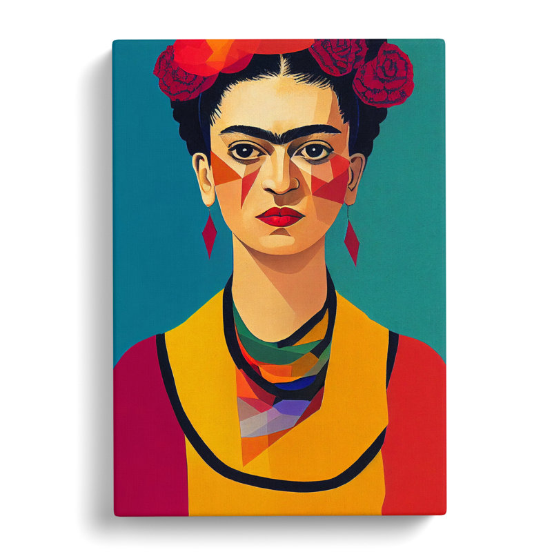 CAN-V0523-1057X Frida Kahlo Geometric - Print, No Matte, Wrapped Canvas, 76cm H x 50cm W x 3cm D