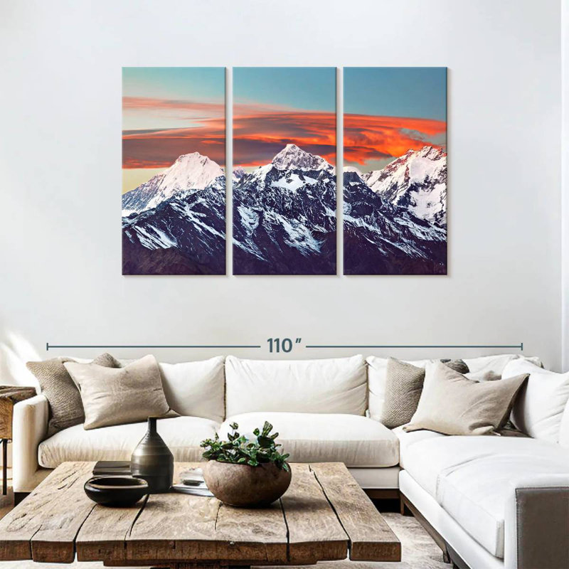 Coucher de soleil de l'Himalaya Alvord, H 48 po x l 74 po