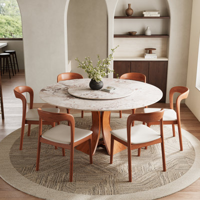 Ensemble de table de salle à manger en pierre frittée 5/7 pièces Mid-Century
