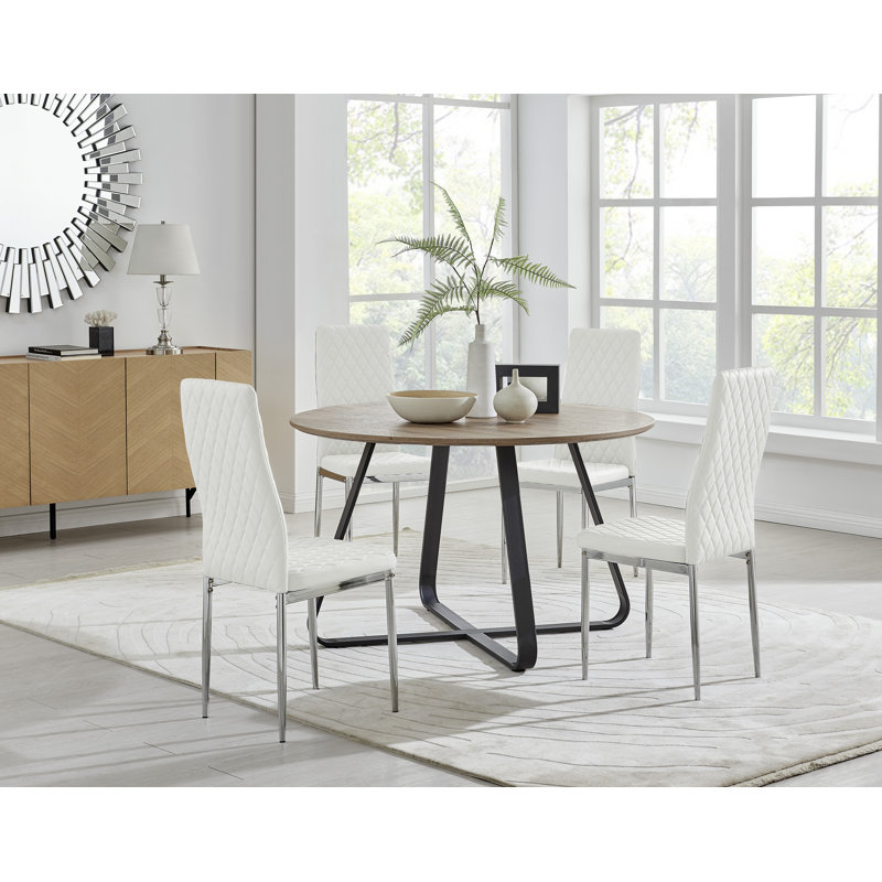 4 - Person Dining Set, White/Silver
