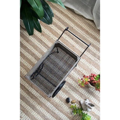 Chariot en métal et bois pour plantes en pot, 62 x 32 x 39 cm, 4,5 kg, assemblage requis, pour petits pots, couleur neutre