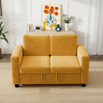 Canapé-lit modulaire en velours côtelé de 58,1 pouces à 2 places et canapé-lit multifonctionnel 2 en 1 pour petit salon