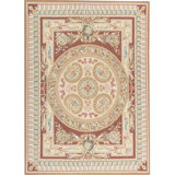 French Aubusson One-of-a-Kind Rectangle 9' x 12'5" Hand Knotted Area Rug