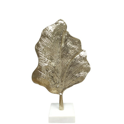 Aluminum Leaf Scluture on White Marble Base
