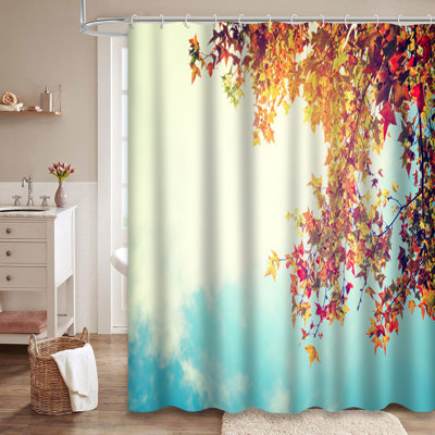 Beautiful Autumn Maple Leaves Fall Foliage Shower Curtain with 12 Hooks