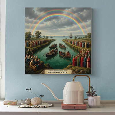 Canvas Wall Art Fishing for Souls-2 Vintage Poster Print Home Decor