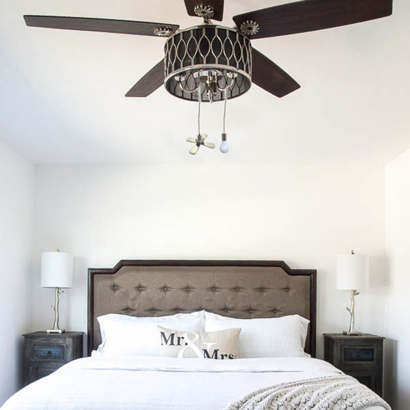 Ensemble 4 pièces de bout de ventilateur et de ventilateur de plafond en forme d’ampoule, Plaqué nickel