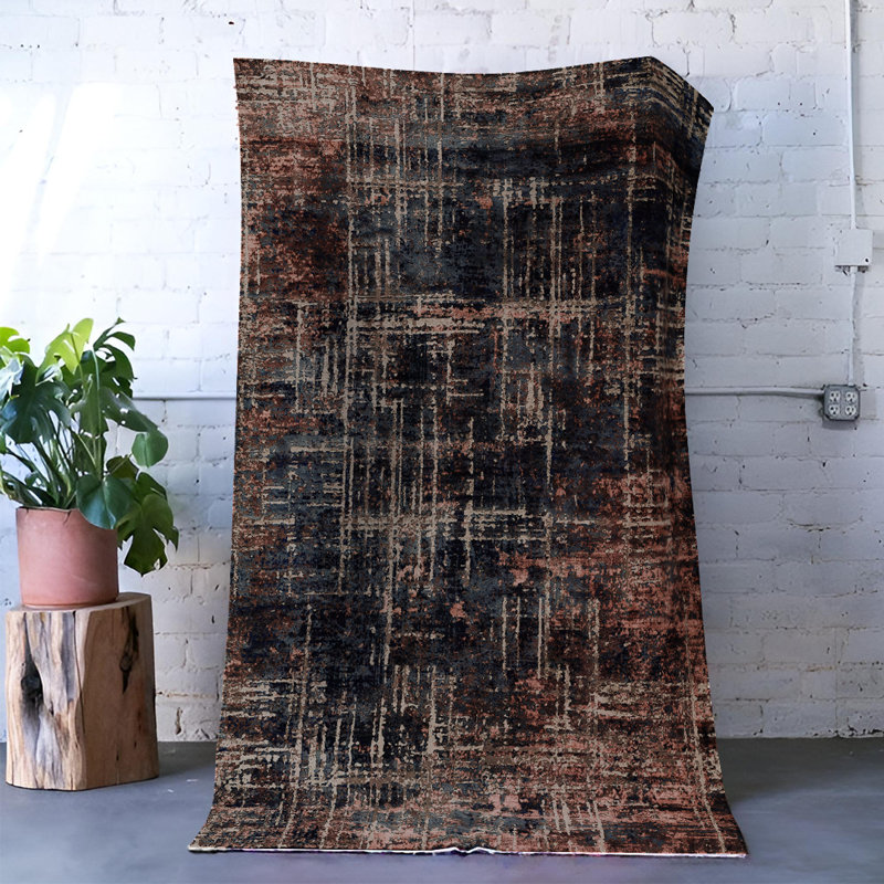 Multi-Colored Abstract Patterned Decorative Rug, Runner 3'3.37" x 9'10.11"