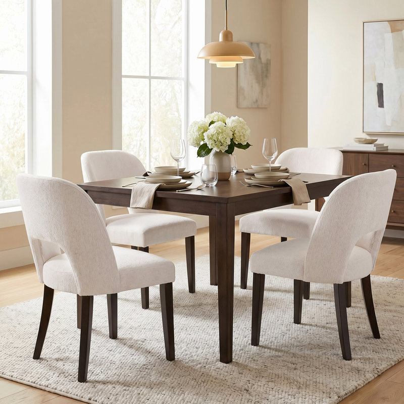 47cm H Upholstered Upholstered Back Side Chair, Beige