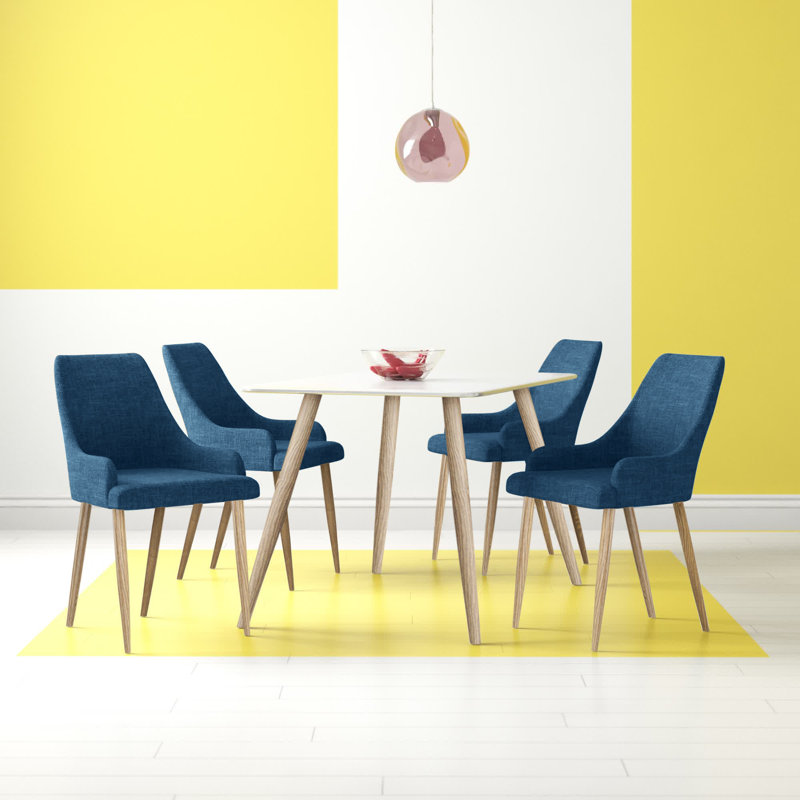 Belue 4 -Person Dining Set, Blue/Oak, Oak