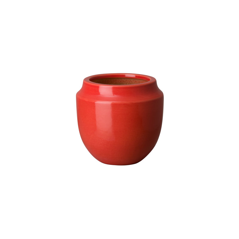 Vase de table en céramique Ditmore, H 9 po x l 9 po x P 9 po, Corail rouge