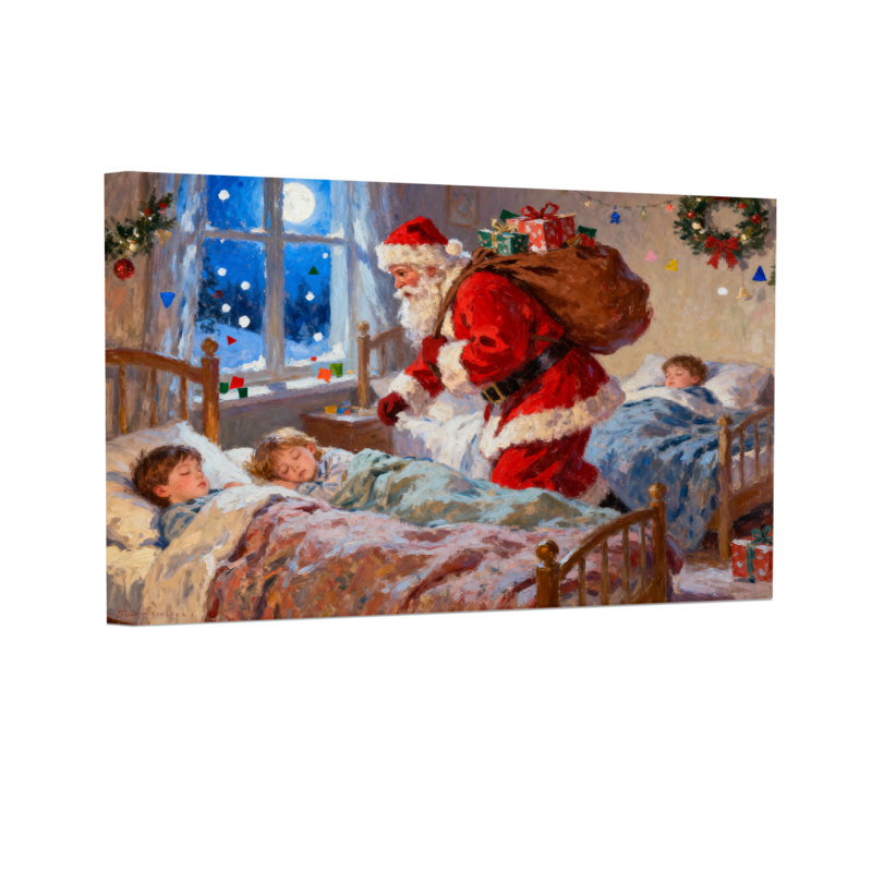 Le Père Noël livre des cadeaux aux enfants endormis