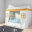 Lits jumeaux en métal style cabane avec tiroirs de rangement, structure en acier, chambre d'enfant moderne, blanc