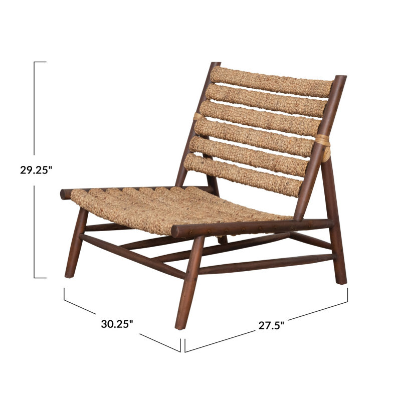 Mahogany Wood and Handwoven Water Hyacinth Chair