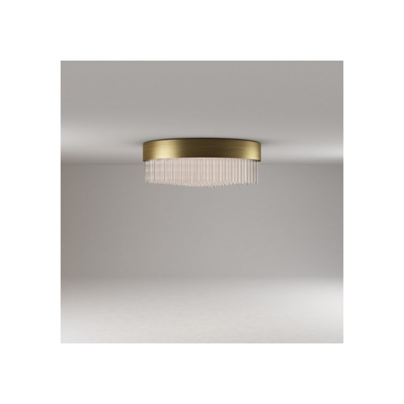 Lustre rond rond en verre clair, H 5 po x l 35 po x P 35 po, Argent mat, Fumée