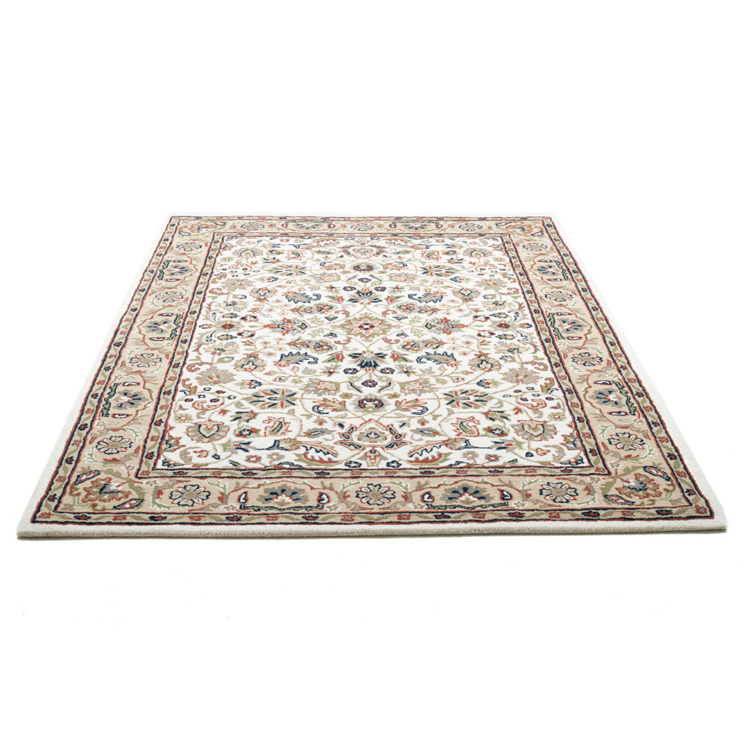 Handgetufteter orientalischer Teppich aus Wolle in Beige