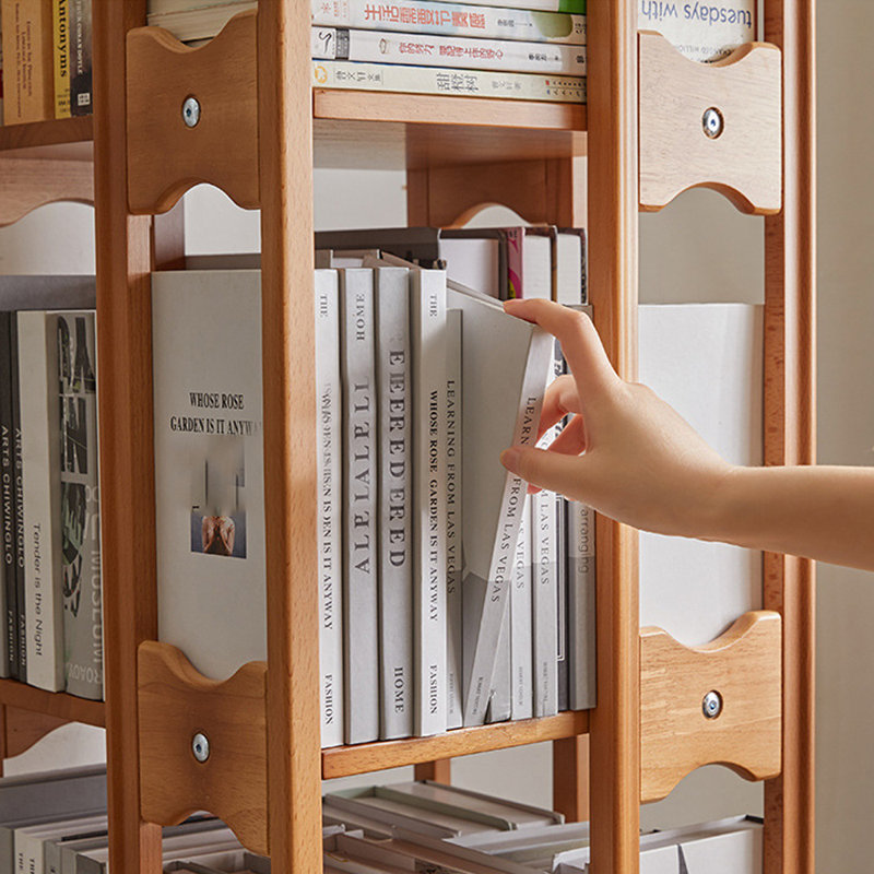 Bibliothèque tournante en bois massif, H 57,87 po x l 17,72 po x P 17,72 po