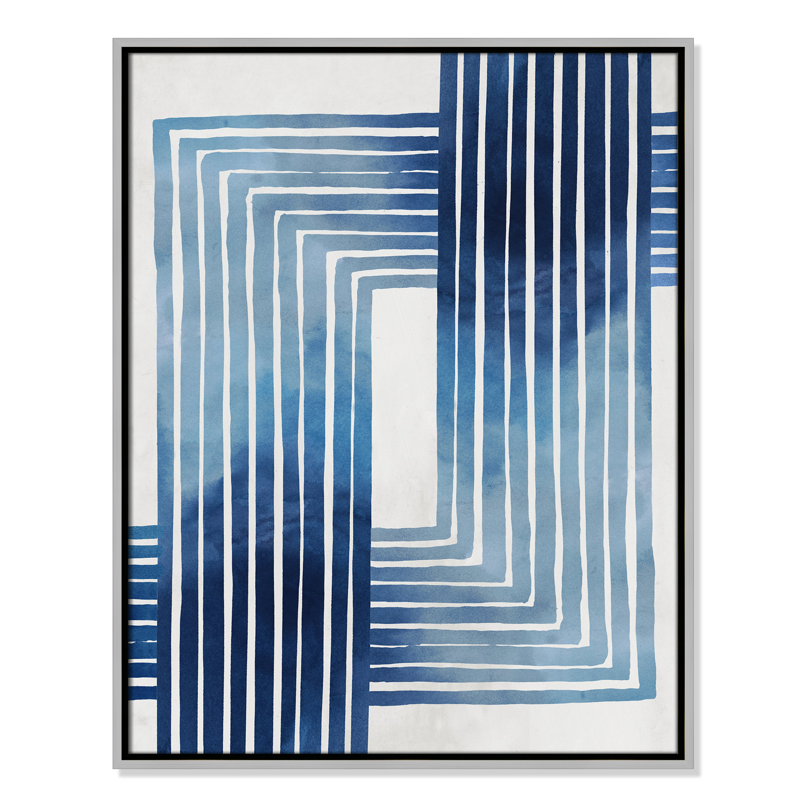 Lanny "In Unison" Painting by Eva Watts, 29.5" H x 23.5" W x 2" D, Silver Framed Canvas