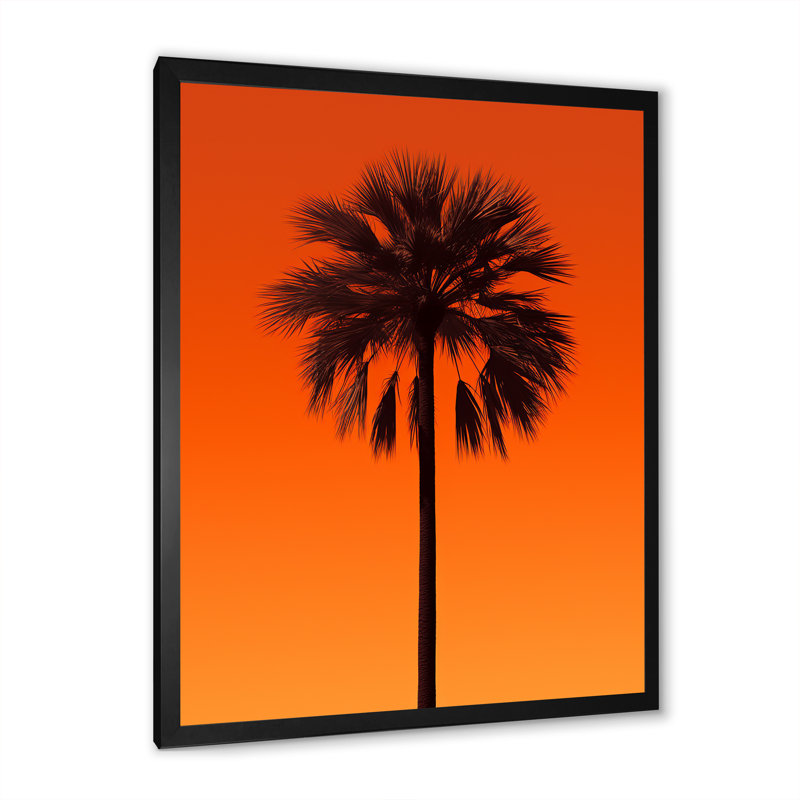 Décoration murale palmier Tangerine Twilight - Palmiers et palmiers, Cadre simple noir, H 32 po x l 16 po x P 1 po