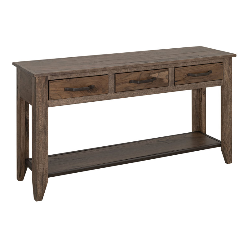 Console Tacey, 3 tiroirs, bois brun arachide rustique, 54 po