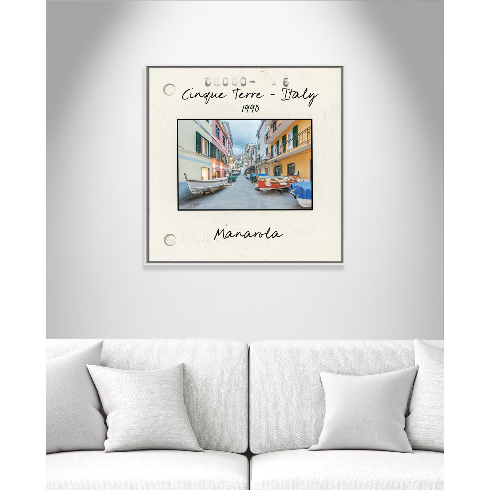 Ritona "Cinque Terre - Manarola" Print, White Floater Framed Canvas, 31.5" H x 31.5" W x 2" D