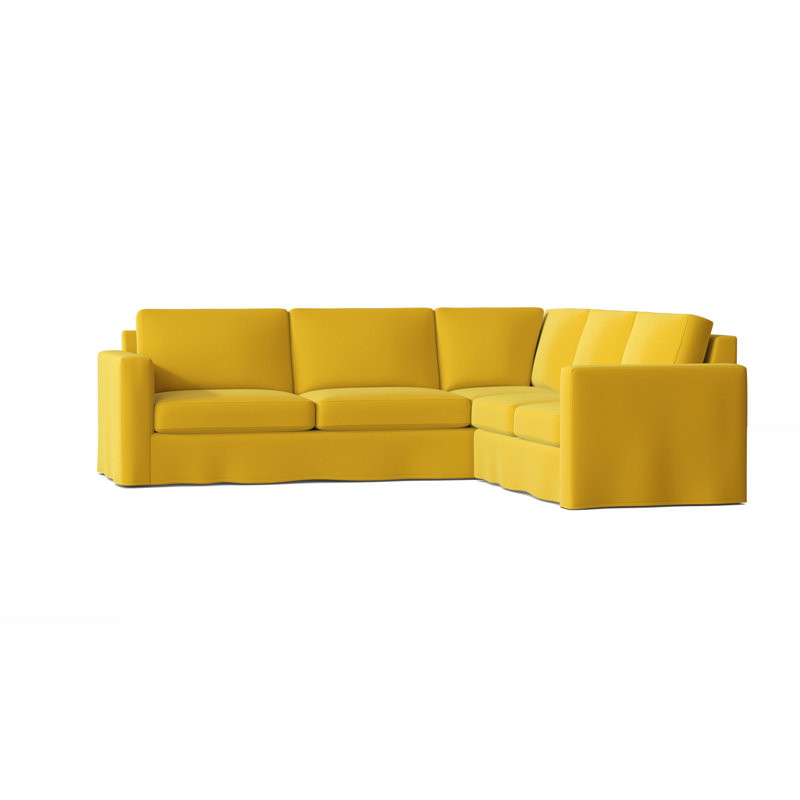 Canapé modulaire de coin large 108 po Bewley, Ensoleillé Klein, Noir, Accoudoir à droite (vu de face)