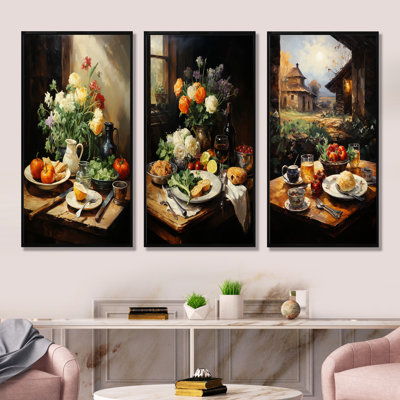 Ensemble d'art mural sur toile Taste Of Cultures Charm Countryside - International Cuisine