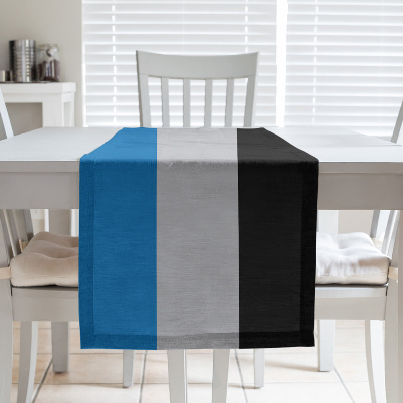 Chemin de table basket New York, L 90 po x l 16 po, Bleu / argent / noir, Polyester sergé