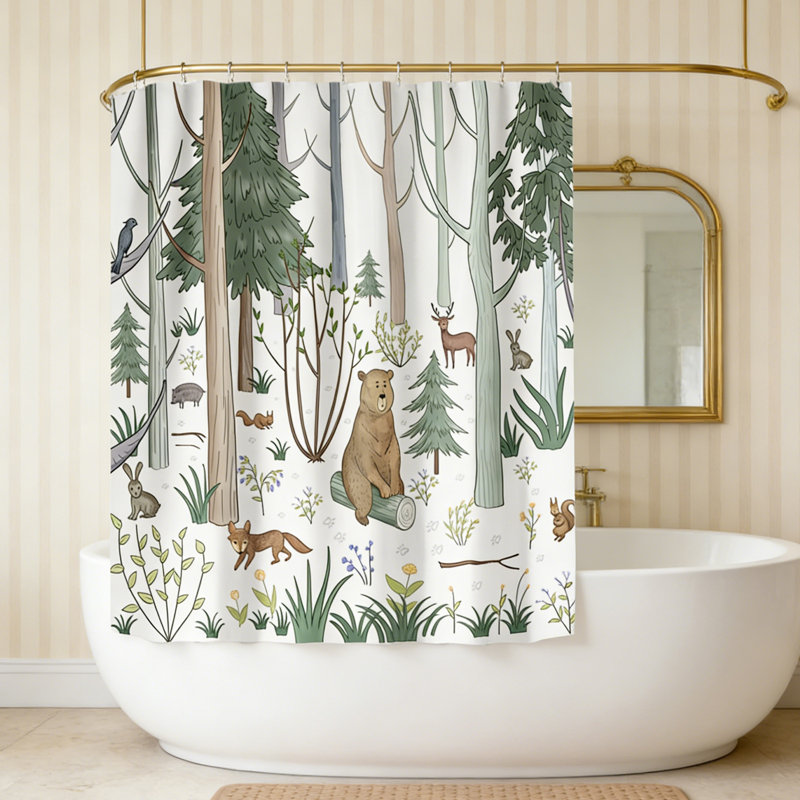 Ensemble de rideau de douche Rustic Forest