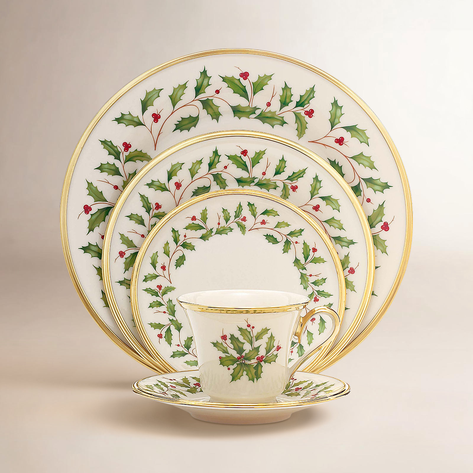 Lenox Holiday Porcelain China 5 Piece Place Setting, Service for 1